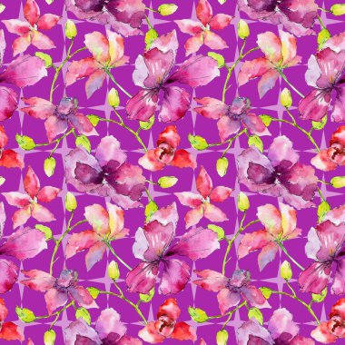 Kır çiçeği orkide çiçek deseni suluboya tarzında.