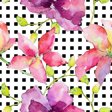 Kır çiçeği orkide çiçek deseni suluboya tarzında.