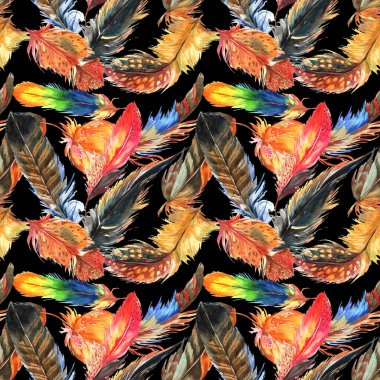 Suluboya kuş tüyü desen Wing.