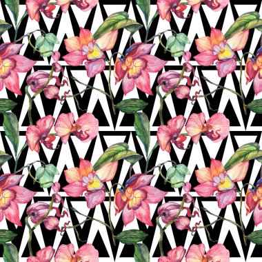 Kır çiçeği orkide çiçek deseni suluboya tarzında.