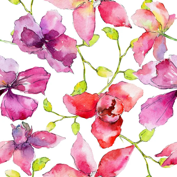 Kır çiçeği orkide çiçek deseni suluboya tarzında.