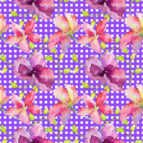 Patrón de flores de orquídea silvestre en un estilo de acuarela . —  Fotos de Stock