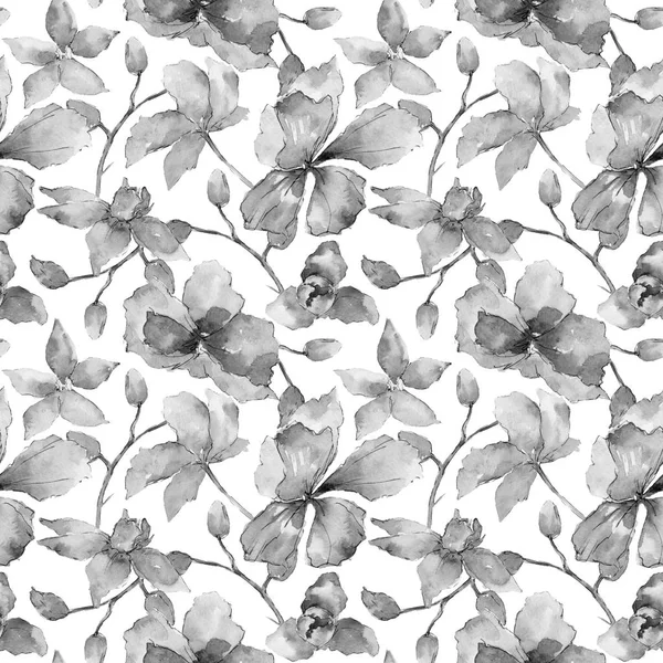 Kır çiçeği orkide çiçek deseni suluboya tarzında.