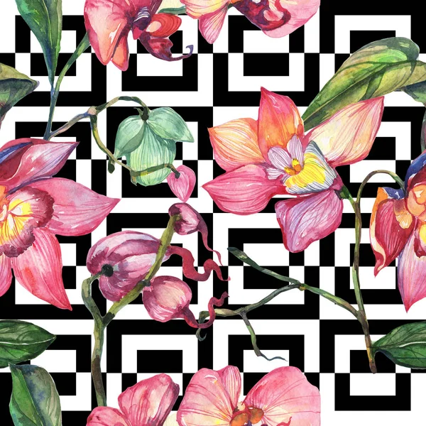 Kır çiçeği orkide çiçek deseni suluboya tarzında.