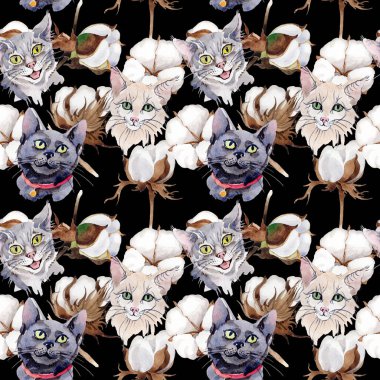 Kır çiçeği pamuk çiçek deseni suluboya tarzında.