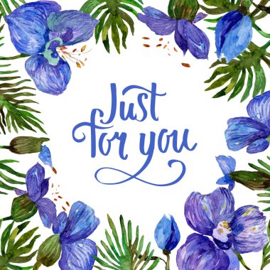 Kır çiçeği orkide çiçek çerçeve suluboya tarzında.