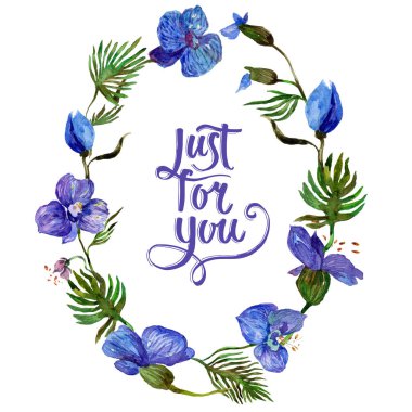 Kır çiçeği orkide çiçek çelenk suluboya tarzında.