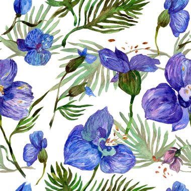 Kır çiçeği orkide çiçek deseni suluboya tarzında.