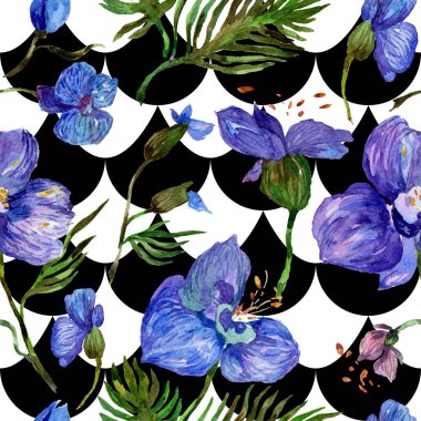 Kır çiçeği orkide çiçek deseni suluboya tarzında.