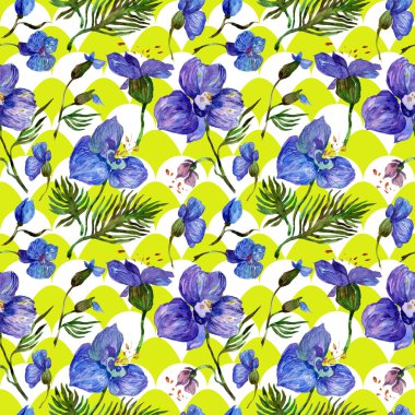 Kır çiçeği orkide çiçek deseni suluboya tarzında.