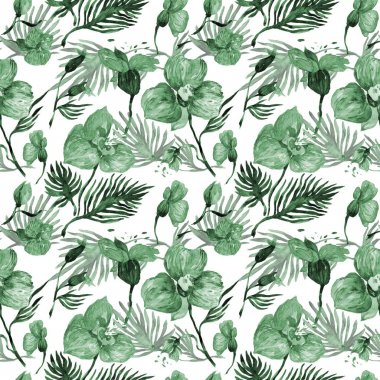 Kır çiçeği orkide çiçek deseni suluboya tarzında.