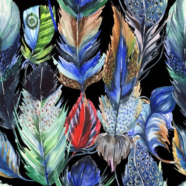 Suluboya kuş tüyü desen Wing.