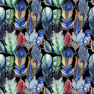 Suluboya kuş tüyü desen Wing.