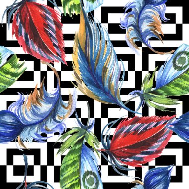 Suluboya kuş tüyü desen Wing.