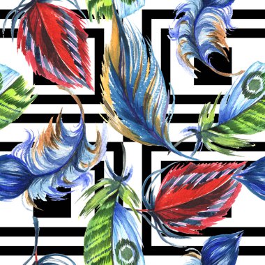 Suluboya kuş tüyü desen Wing.