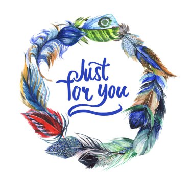 Suluboya kuş tüyü çelenk Wing.