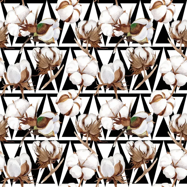 Patrón de flores de algodón en un estilo de acuarela . —  Fotos de Stock