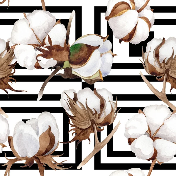 Patrón de flores de algodón en un estilo de acuarela . — Foto de Stock