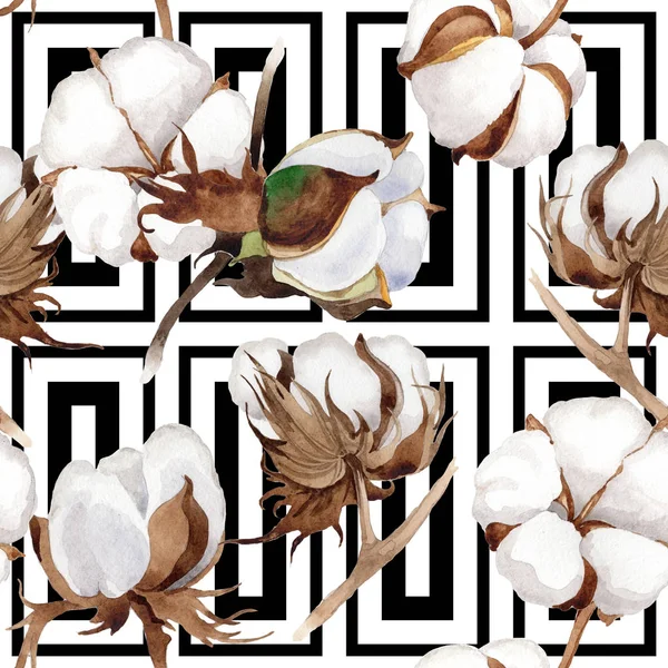 Patrón de flores de algodón en un estilo de acuarela . — Foto de Stock