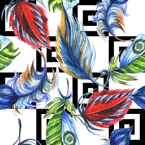 Suluboya kuş tüyü desen Wing.