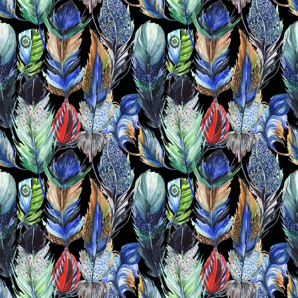 Watercolor bird feather pattern from wing. — Stock Photo, Image