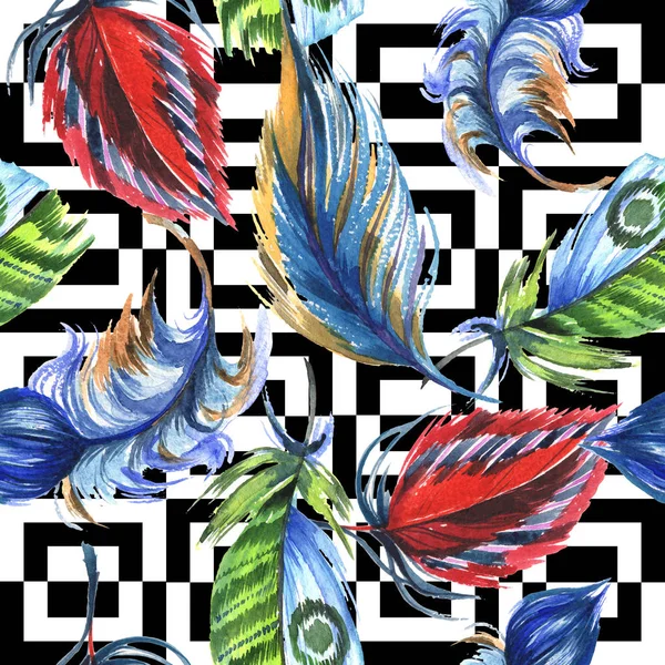 Suluboya kuş tüyü desen Wing.