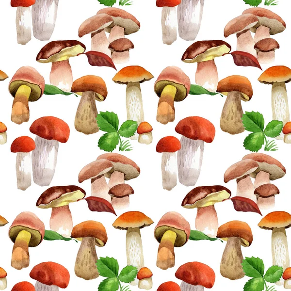 Champignons motif de légumes sauvages dans un style aquarelle . — Photo