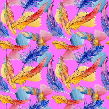 Suluboya kuş tüyü desen Wing.