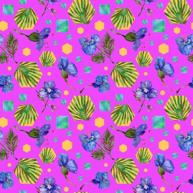 Kır çiçeği orkide çiçek deseni suluboya tarzında.