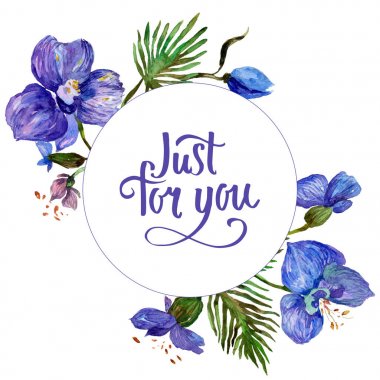 Kır çiçeği orkide çiçek çerçeve suluboya tarzında.