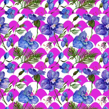 Kır çiçeği orkide çiçek deseni suluboya tarzında.