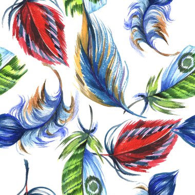 Suluboya kuş tüyü desen Wing.