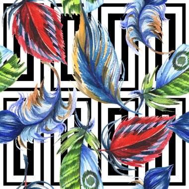 Suluboya kuş tüyü desen Wing.