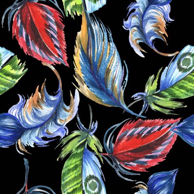 Suluboya kuş tüyü desen Wing.