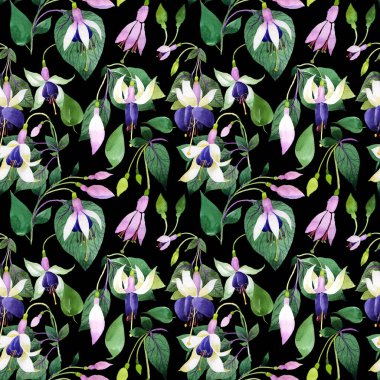 Kır çiçeği fuşya çiçek deseni suluboya tarzında.