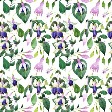 Kır çiçeği fuşya çiçek deseni suluboya tarzında.