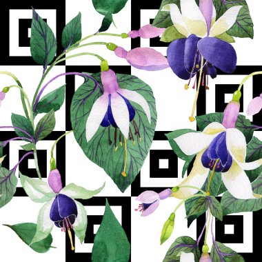 Kır çiçeği fuşya çiçek deseni suluboya tarzında.