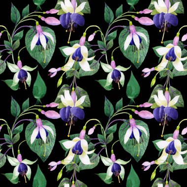 Kır çiçeği fuşya çiçek deseni suluboya tarzında.