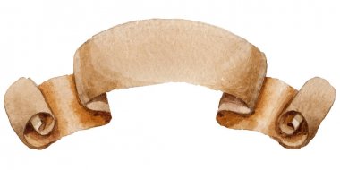 Suluboya tatil kahverengi şerit yay illüstrasyon tebrik.