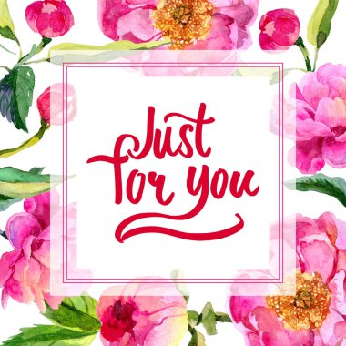 Kır çiçeği peonies çiçek çerçeve suluboya tarzında.