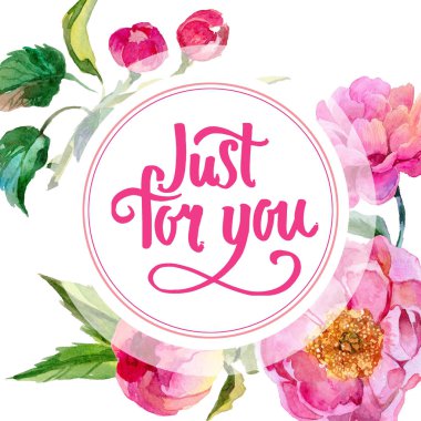 Kır çiçeği peonies çiçek çerçeve suluboya tarzında.