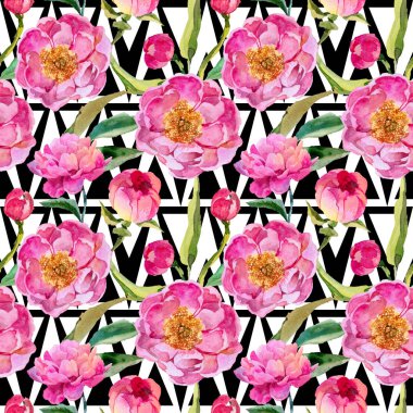 Kır çiçeği peonies çiçek deseni suluboya tarzında.