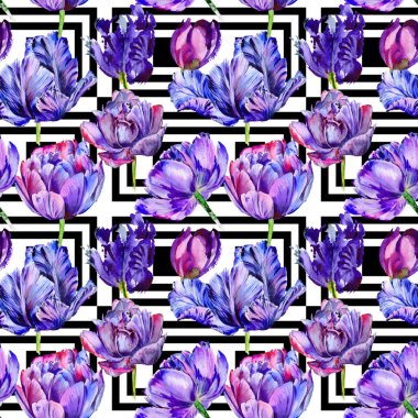 Kır çiçeği Lale çiçek deseni suluboya tarzında.