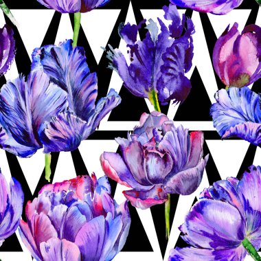 Kır çiçeği Lale çiçek deseni suluboya tarzında.