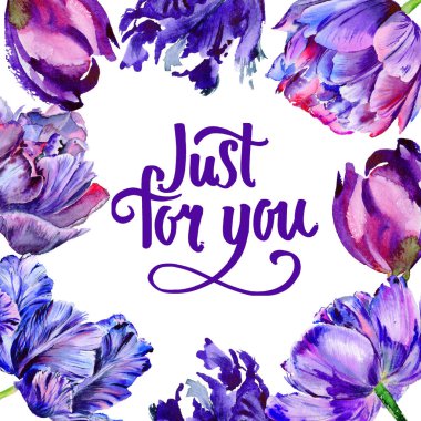 Kır çiçeği Lale çiçek çerçeve suluboya tarzında.