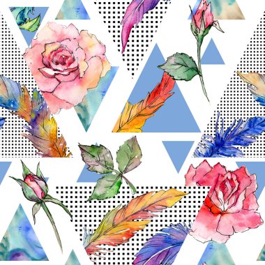 Suluboya kuş tüyü desen Wing.