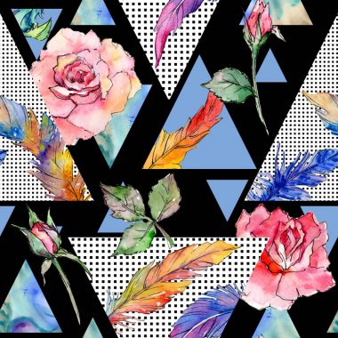 Suluboya kuş tüyü desen Wing.