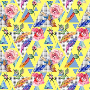 Suluboya kuş tüyü desen Wing.