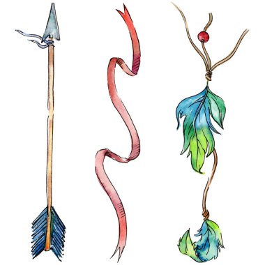 Suluboya kuş tüyü izole kanat üzerinden.