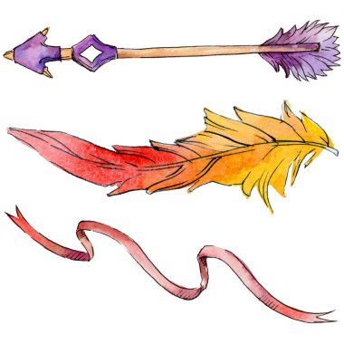 Suluboya kuş tüyü izole kanat üzerinden.